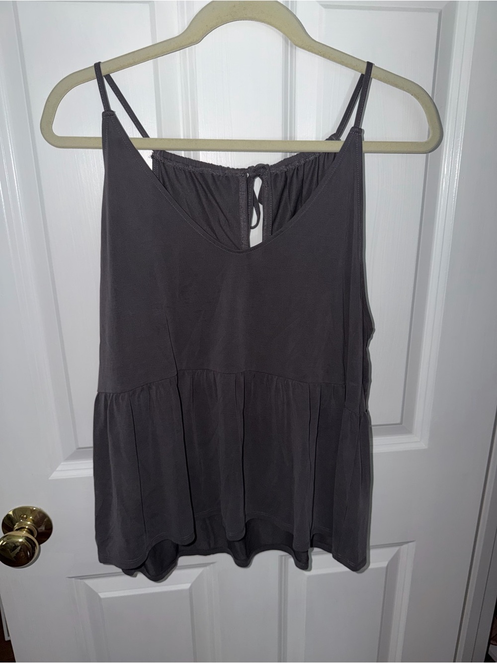 American Eagle Outfitters Charcoal Gray Spaghetti Strap Peplum Cami